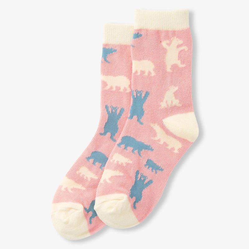 Little Blue House Pink Polar Bear Crew Socks