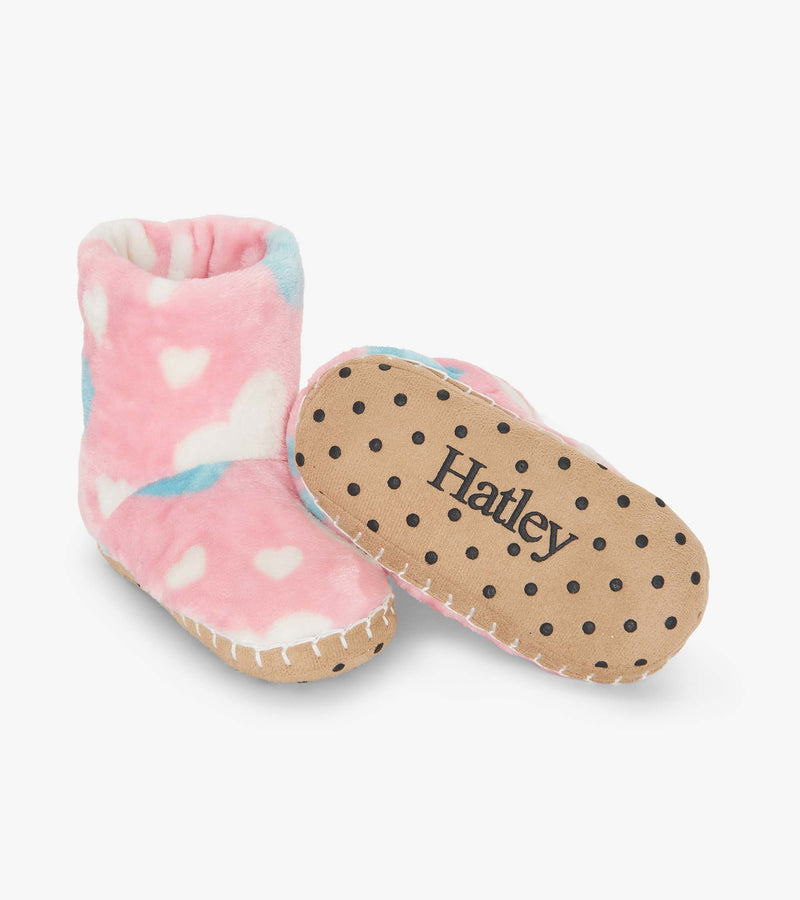 Hatley Big Hearts Fuzzy Fleece Slippers