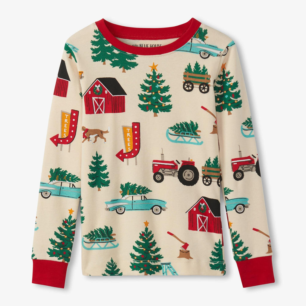 Little Blue House Christmas Tree Farm Kids Pajama Set