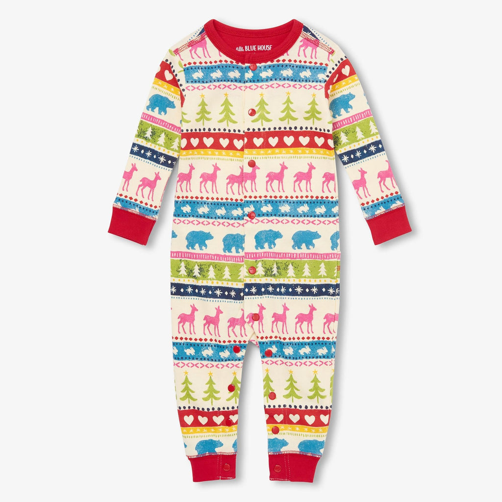 Little Blue House Cream Fair Isle Baby Union Suit