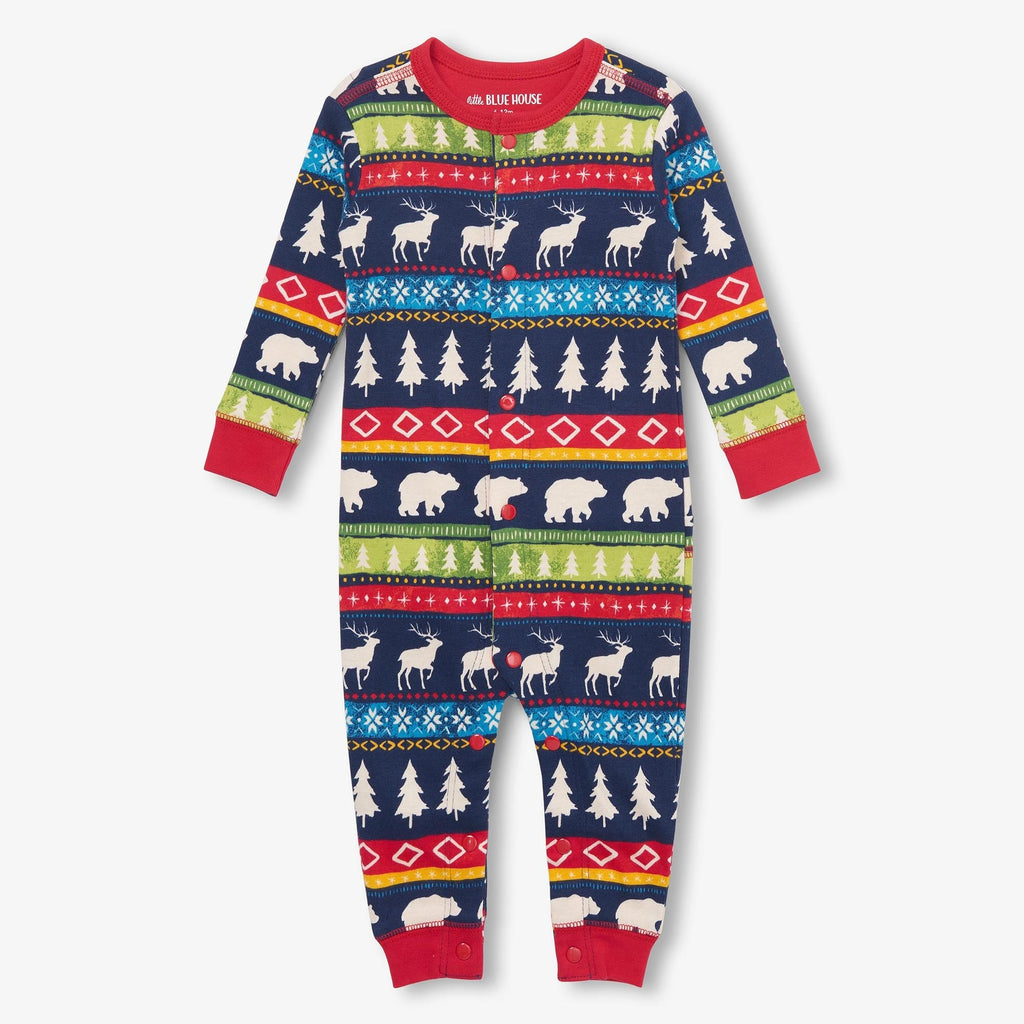 Little Blue House Navy Fair Isle Baby Union Suit
