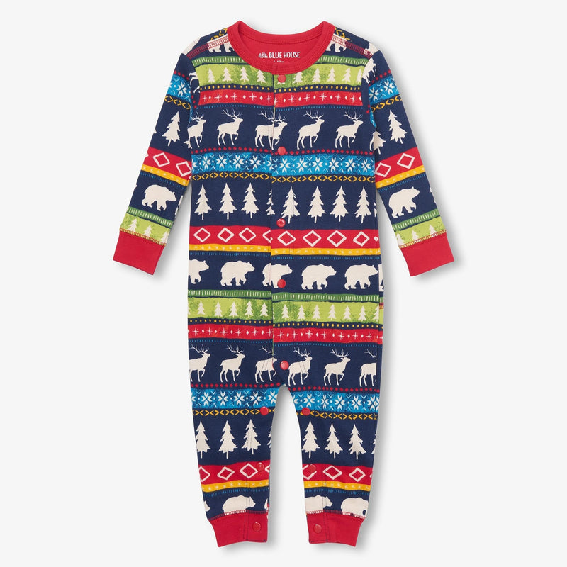 Little Blue House Navy Fair Isle Baby Union Suit