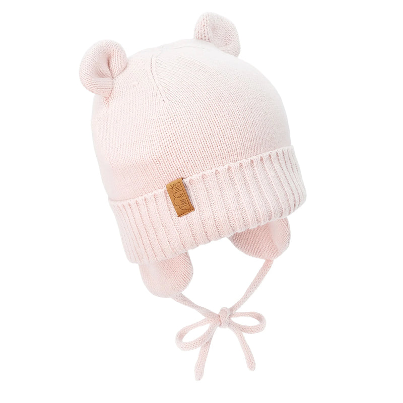 Jan & Jul Light Pink Bear Knit Hat