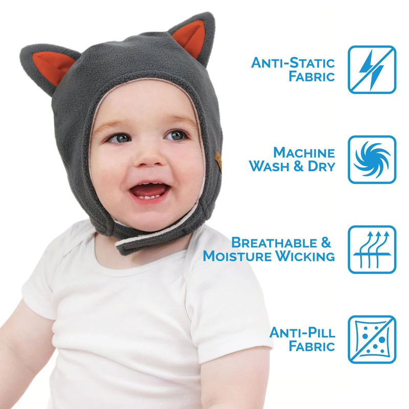 Jan & Jul Grey Fox Fleece Animal Hat