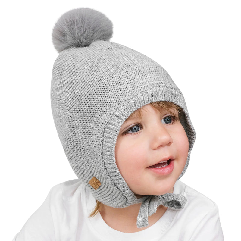 Jan & Jul Soft Grey Pom-Pom Knit Hat