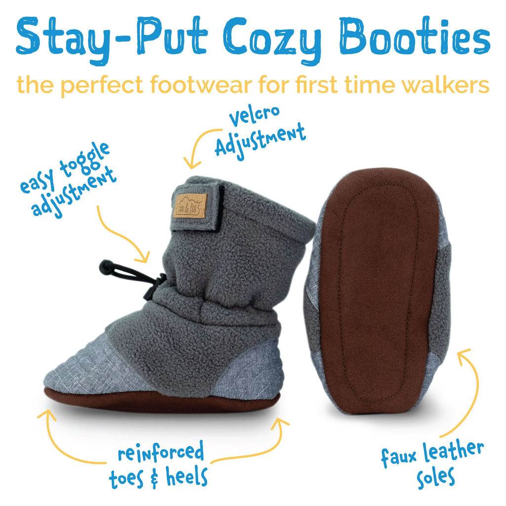 Jan & Jul Heather Grey Stay-Put Cozy Booties