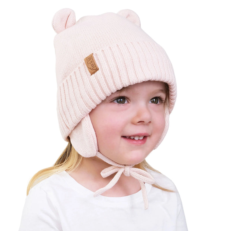 Jan & Jul Light Pink Bear Knit Hat