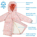 Jan & Jul Pink Forest Toasty-Dry Puffy Coat