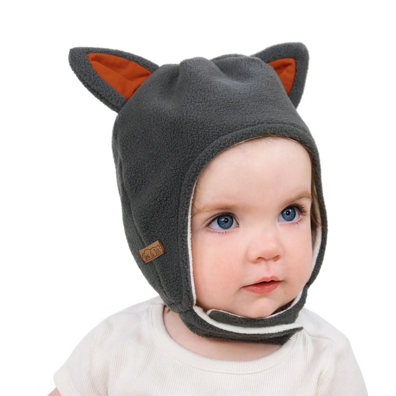 Jan & Jul Grey Fox Fleece Animal Hat