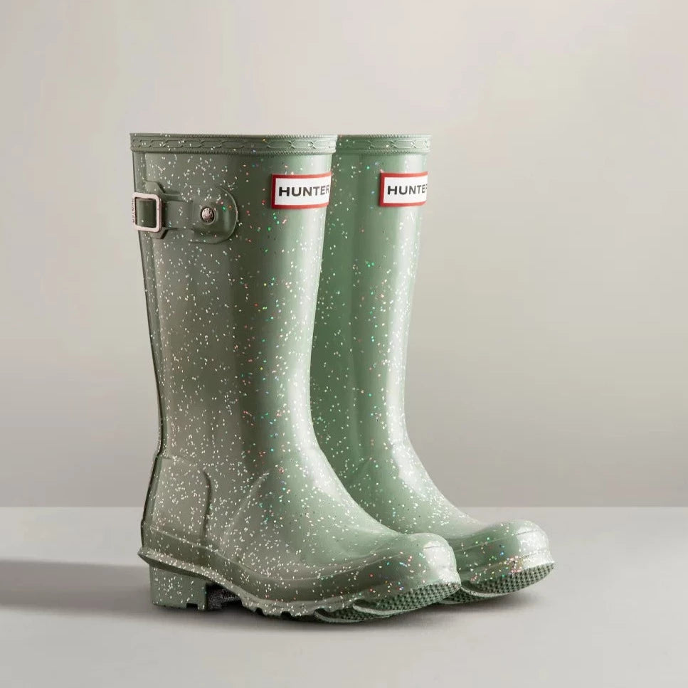 Hunter Sweet Gale Green Giant Glitter Rain Boot