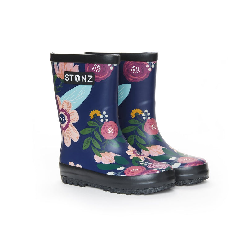 Stonz Navy Wildflower Rain Boot