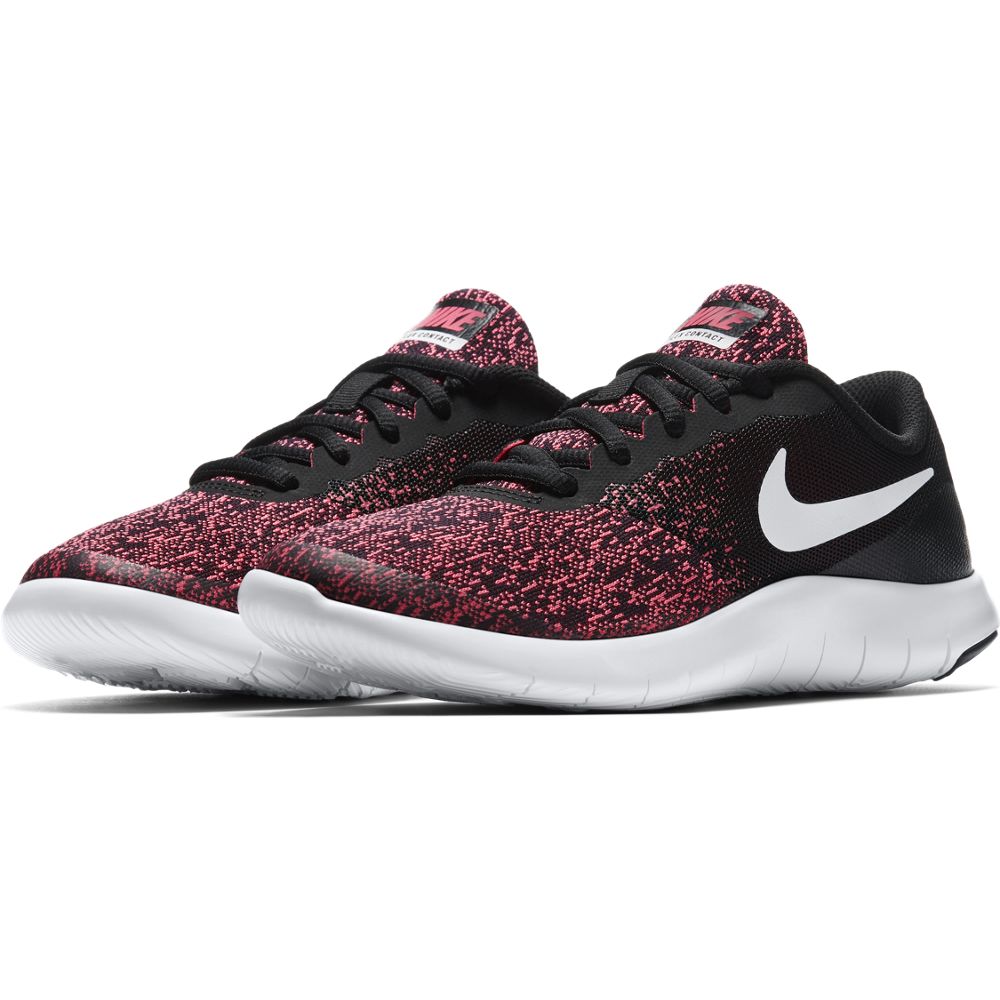 Nike Black/White/Racer Pink Flex Contact Youth Sneaker