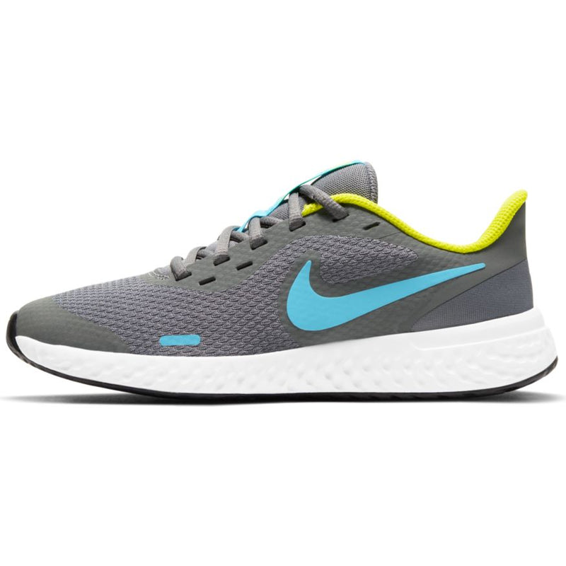 Nike Smoke Grey/Chlorine Blue/High Voltage Revolution 5 Youth Sneaker