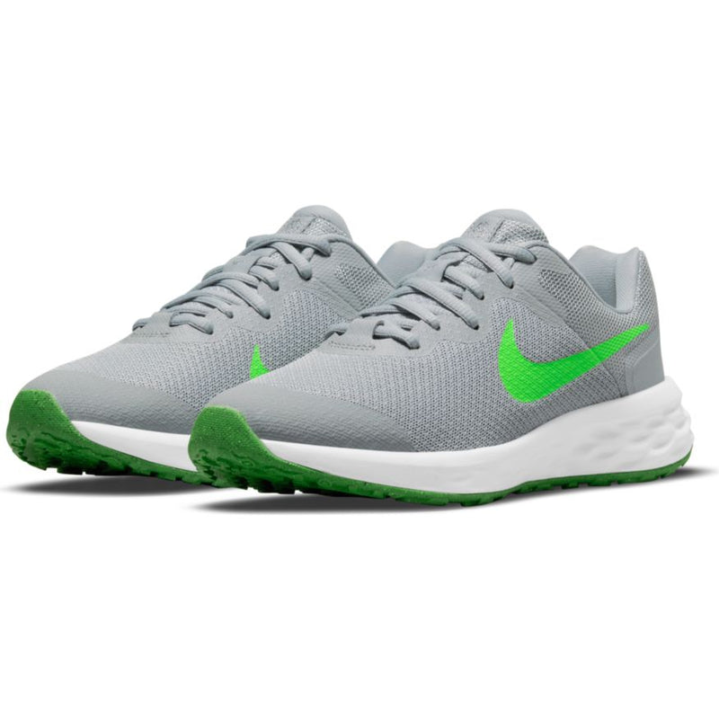Nike Smoke Grey/Green Strike Revolution 6 Youth Sneaker