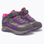 Merrell Grey/Pink/Purple Moab Speed Mid Waterproof Children's Hiker