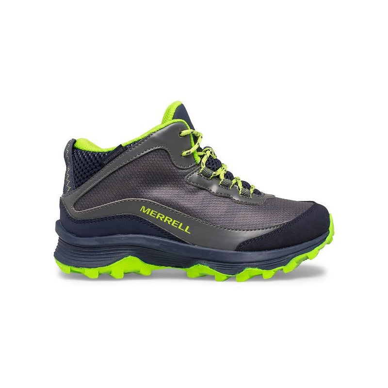 Merrell Navy/Grey/Lime Moab Speed Mid Youth Waterproof Shoe