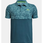 Under Armour Still Water/Lime Surge Palm Sketch Polo