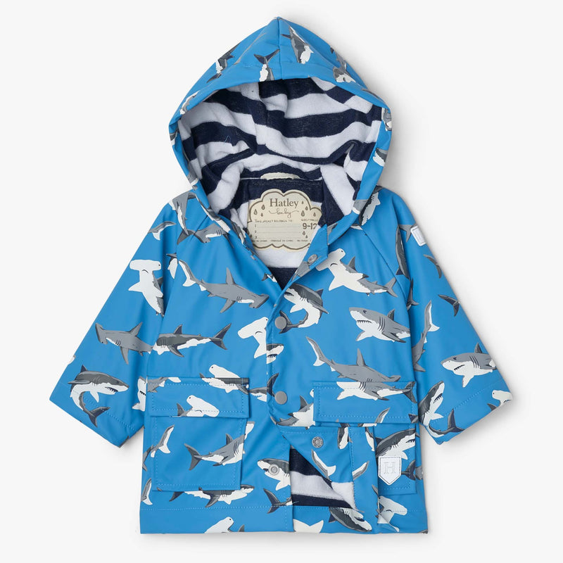 Hatley Deep-Sea Shark Colour Changing Baby Raincoat