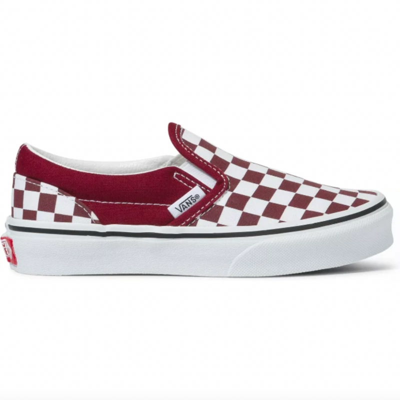 VANS Pomegranate/White Checkerboard Classic Slip-On Children's Sneaker