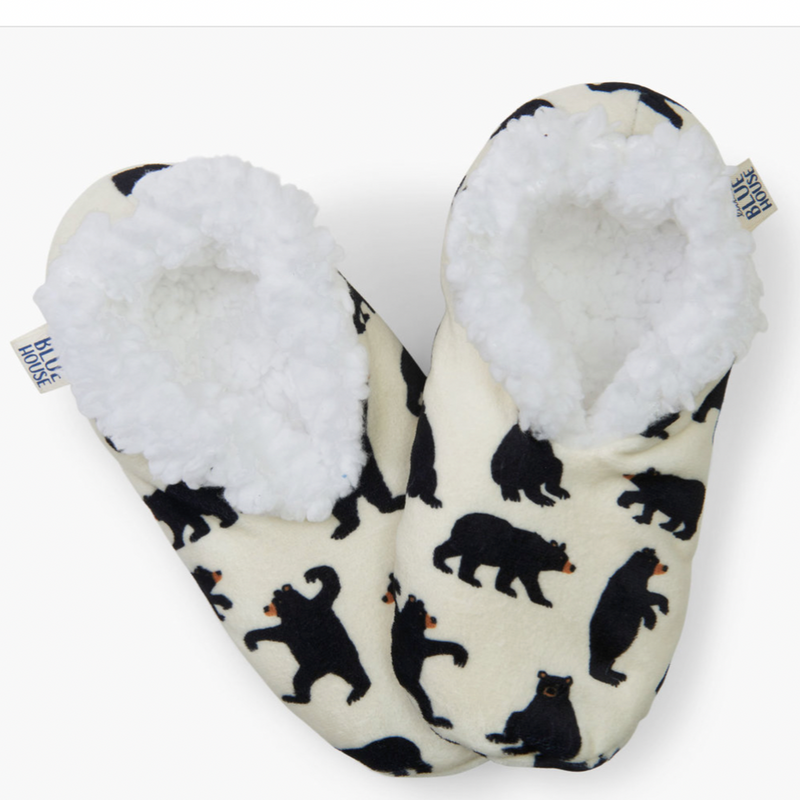 Little Blue House Black Bear Warm and Cozy Slippers