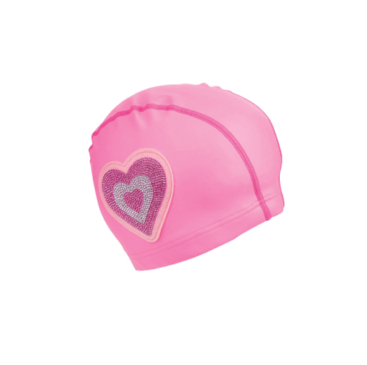 Bling2O Neon Pink Rhinestone Heart Applique Swim Cap