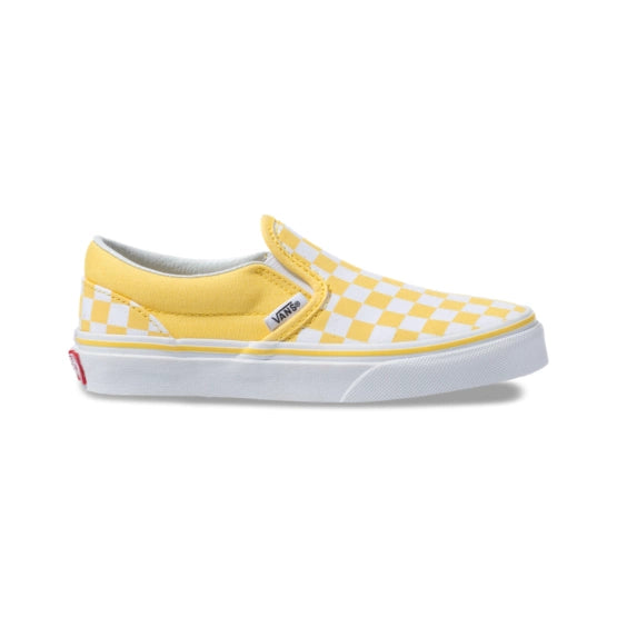 VANS Pale Yellow/White Checkerboard Classic Slip-On Children's Sneaker
