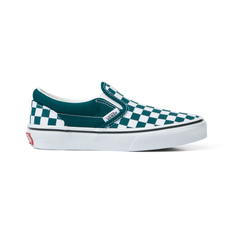 VANS Color Theory Deep Teal Checkerboard Classic Slip-On Children's Sneaker