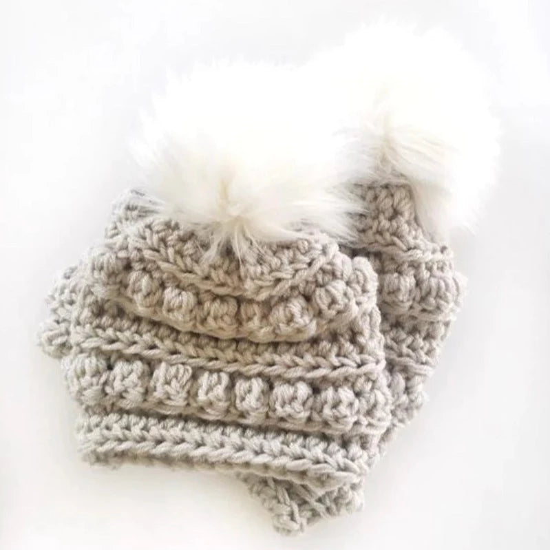I'm In The Loop Linen Baby Bobble Beanie