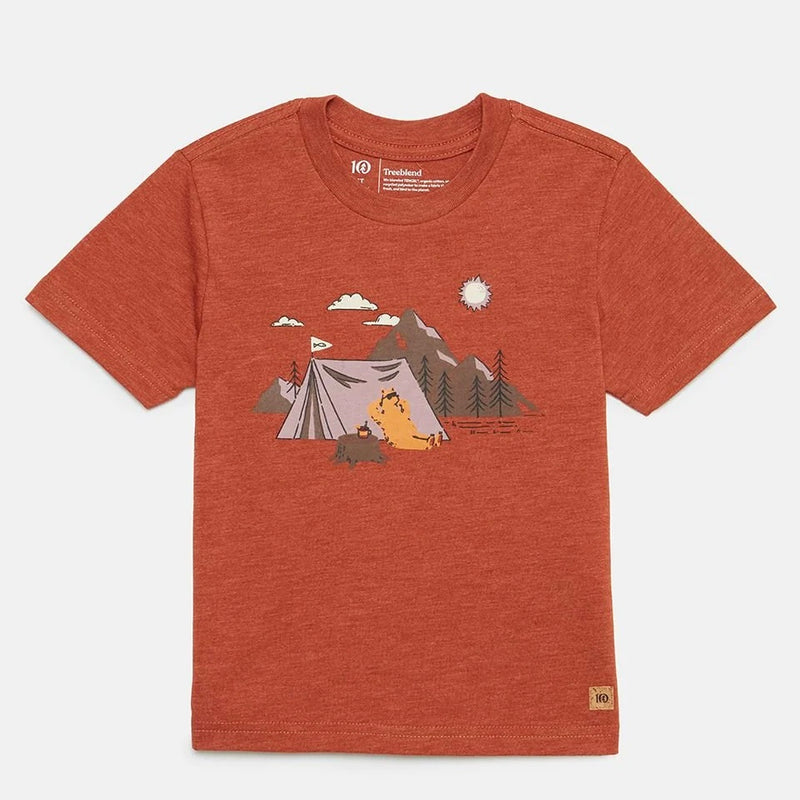 tentree Baked Clay Heather Camping Kids T-Shirt