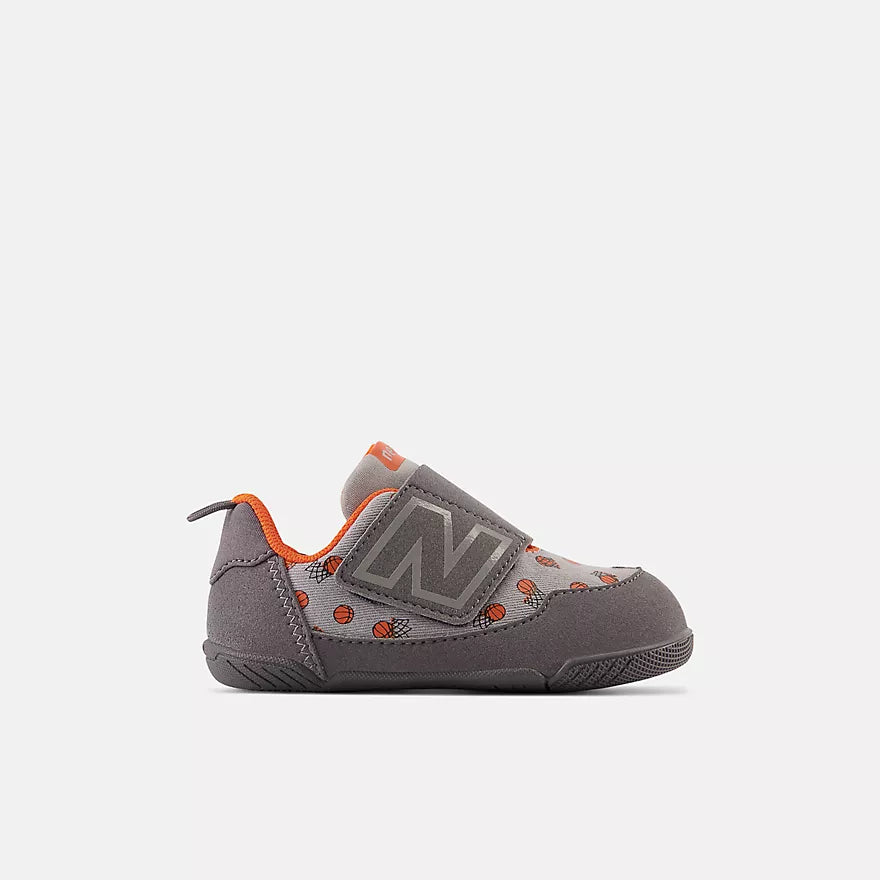 New Balance Grey New B Hook Loop Baby Sneaker 5 Wide