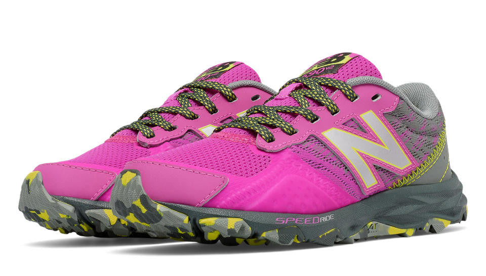New Balance Fluorescent Pink with Grey 690v2 Children's/Youth Wide Trail Sneaker