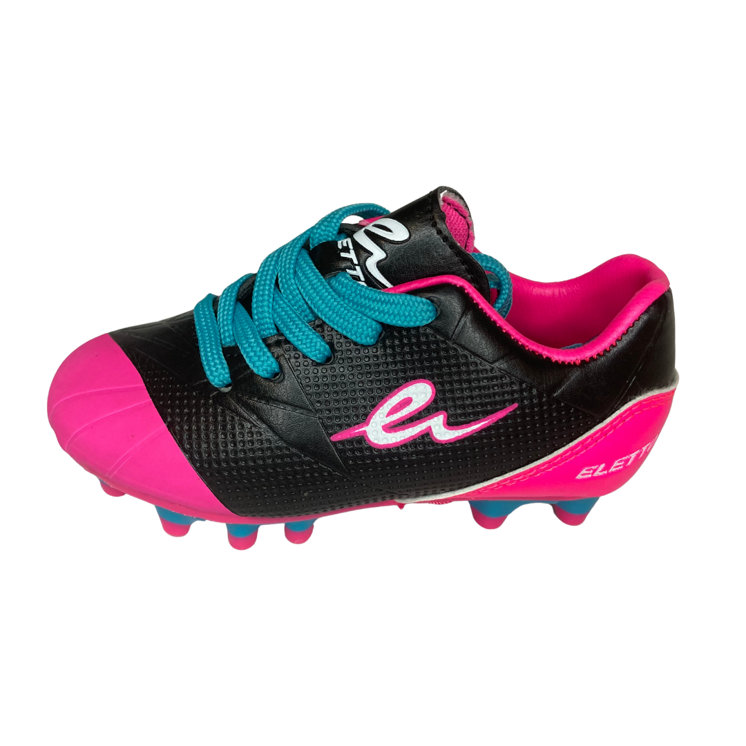 Neon pink top soccer cleats