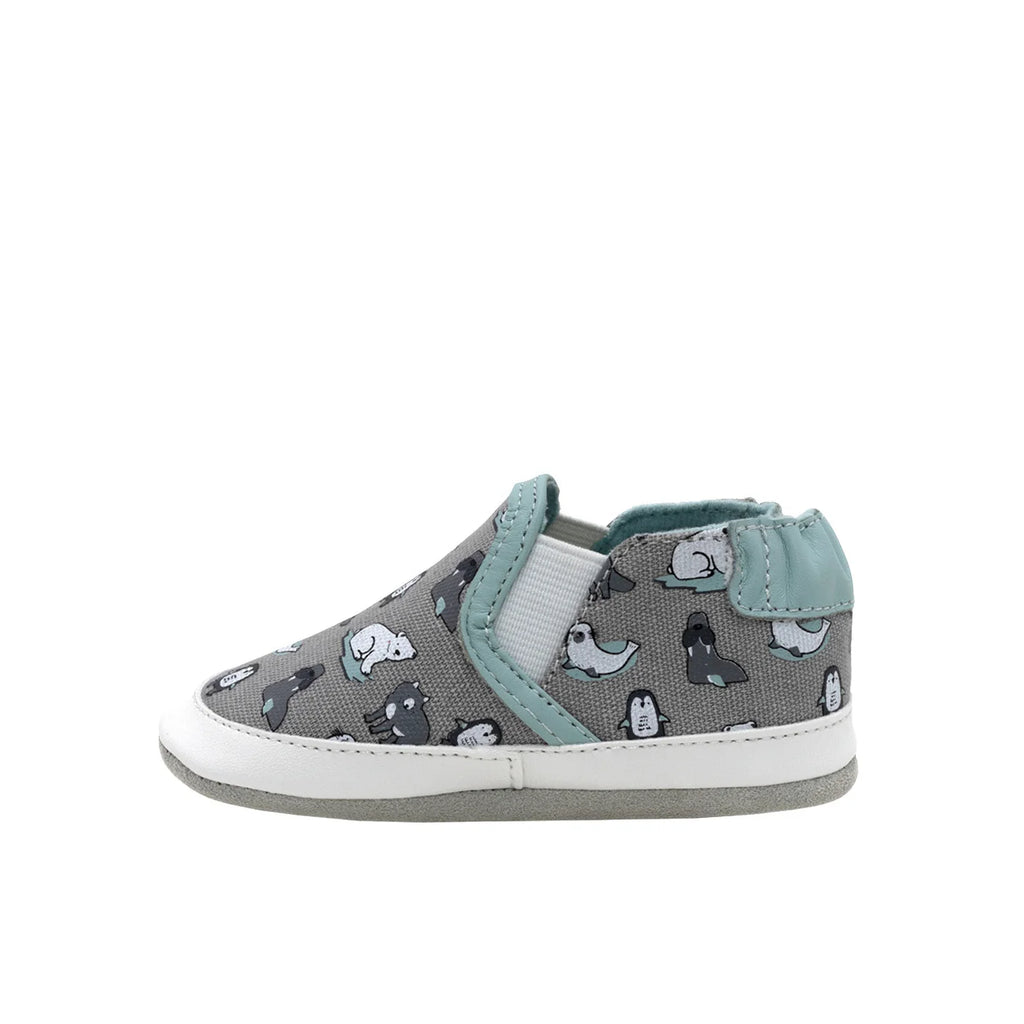 Robeez Grey Arctic Friends Canvas Baby Shoe