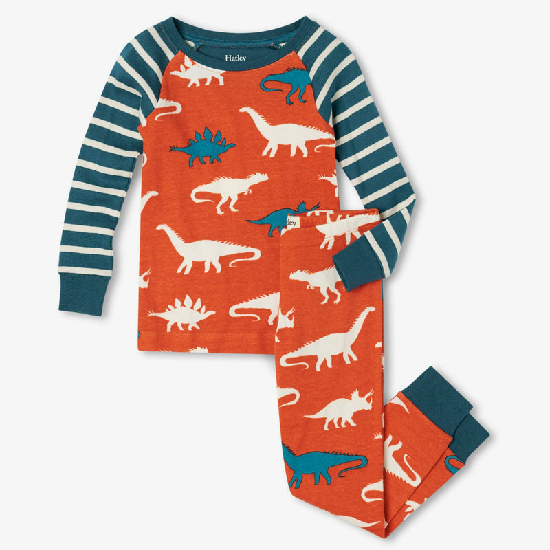 Hatley Dino Silhouettes Organic Cotton Raglan Pajama Set