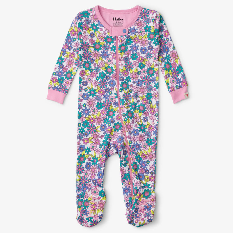 Hatley Retro Floral Baby Footed Coverall