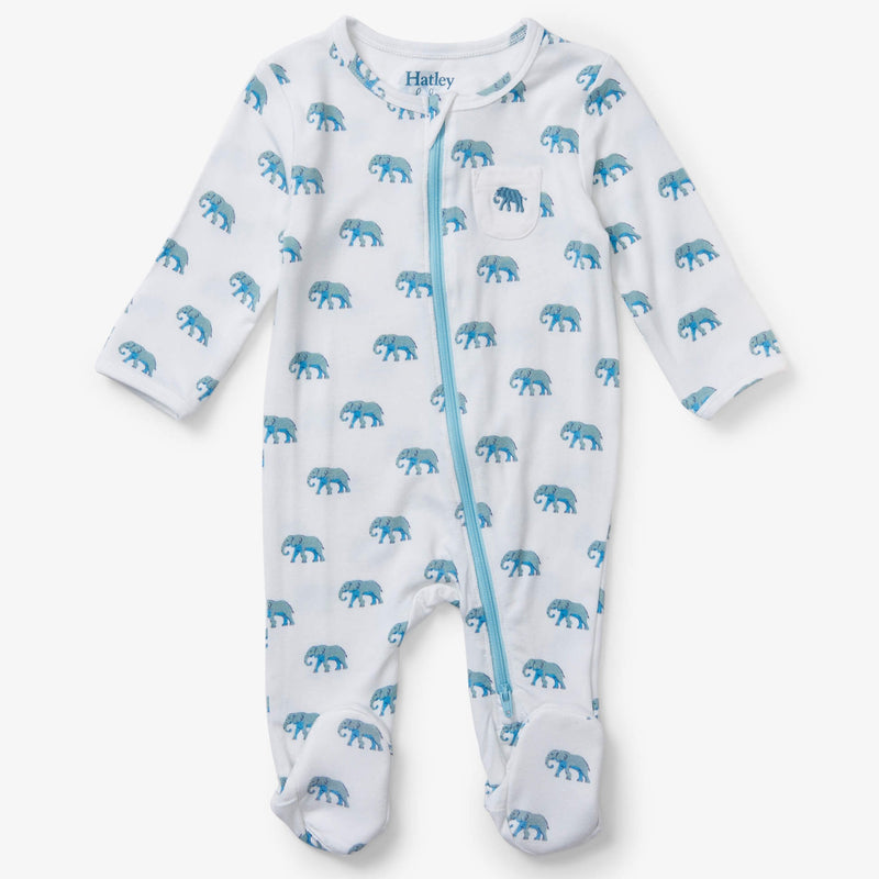 Hatley Painted Elephants Baby Footed Coverall